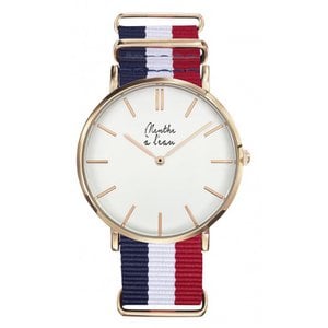 Bekijk de resistente mannen blauwe armband/wit/gouden roze