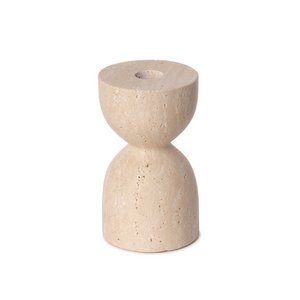 Travertine design kaarshouder Ø8x14cm