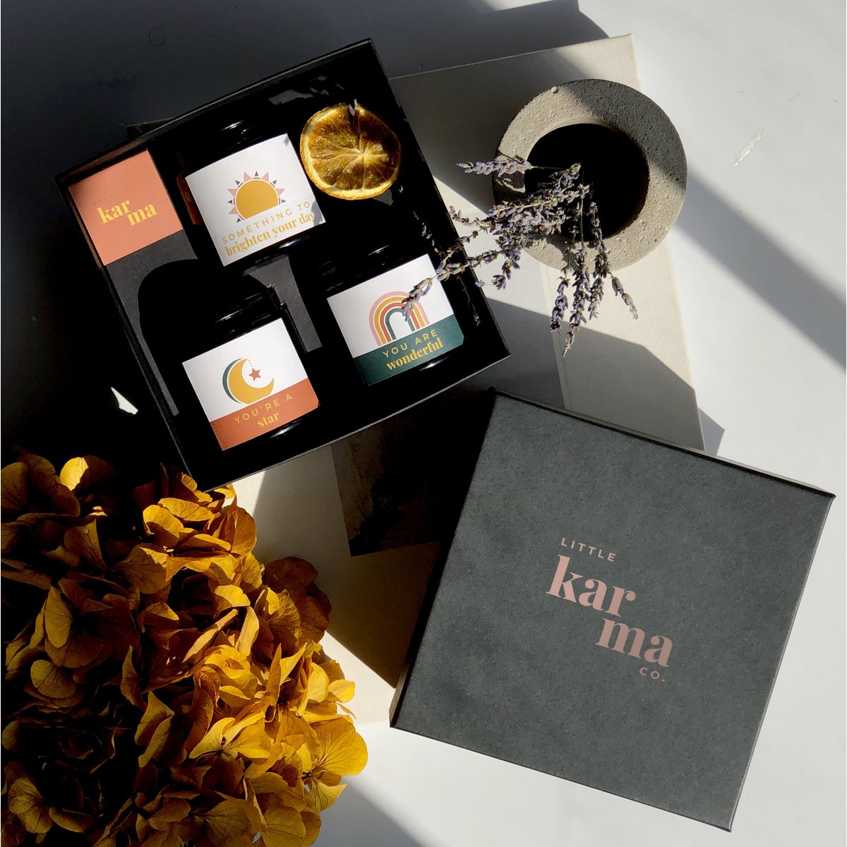 conjunto poderoso | set de regalo de trío de velas perfumadas