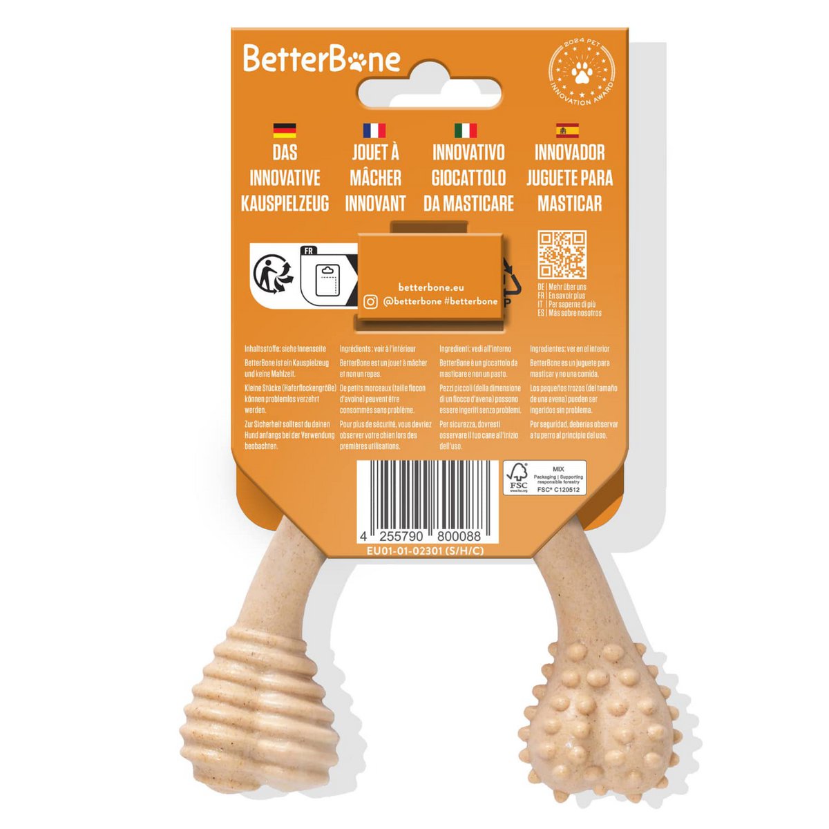 BetterBone Dogs Kauchen -SSmall Hard Classic (zonder nylon, CO2 neutraal gemaakt in Europa)