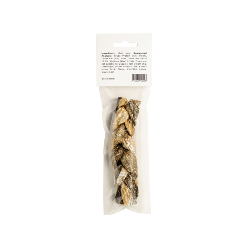 Dried Cod Skin Braid Natural Single Ingredient Dog Treat