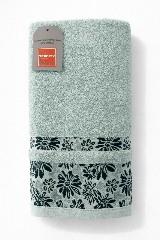 Asciugamani collezione "Daisy" con bordo floreale - cotone 500 g/m²
