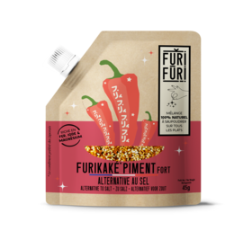 Furikake chili seasoning blend with sesame seeds and seaweed, a salt alternative in a 45g pouch.