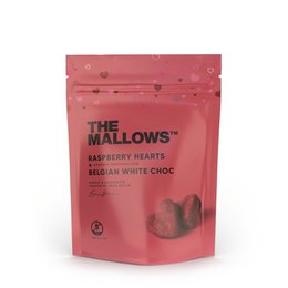 MALOW HEARTER - MARSHMALLOWS MED HINDBÆR + HVID CHOC 90G ♥