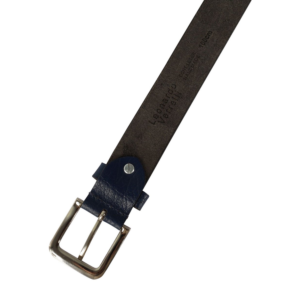 Leonardo Verrelli genuine leather belt, dark blue, can be shortened, 140 cm