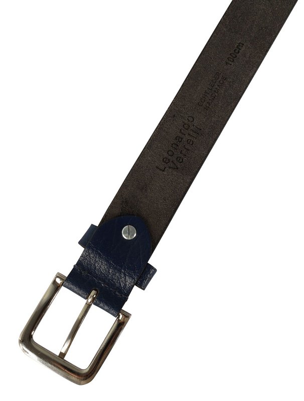 Leonardo Verrelli genuine leather belt, dark blue, can be shortened, 140 cm