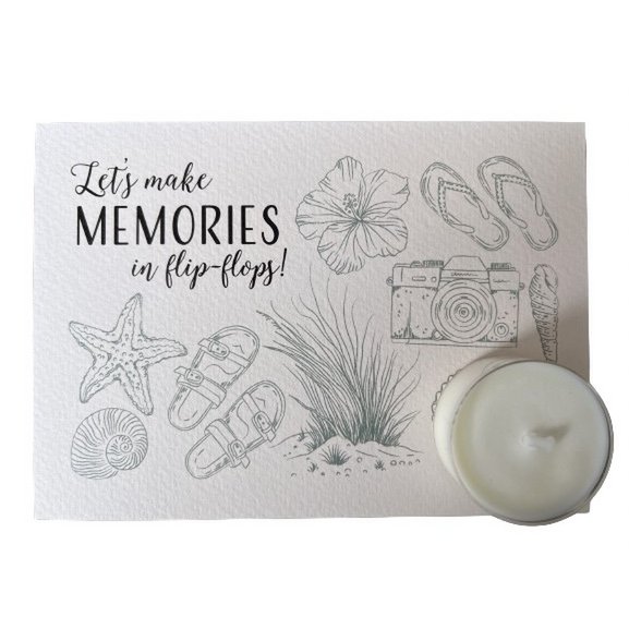Let’s make memories in flip-flops! - Theelicht kaart