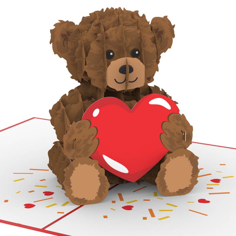 Teddybeer met hart pop-up kaart