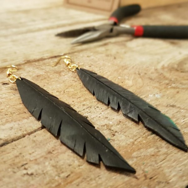 Boucles d'oreilles recyclées Plumes