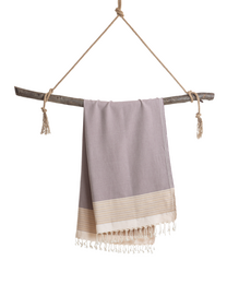 PHARAO Bomuld Hammam Spa håndklæde – Hurtigttørrende – Brun/Gul – 180x100 cm