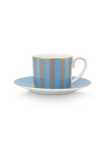 PIP - Love Birds coffee cup pair - Blue/Khaki - 125ml