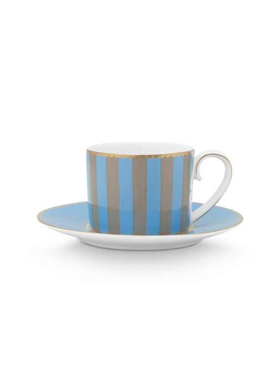 PIP - Love Birds Kaffeetassenpaar - Blau/Khaki - 125ml