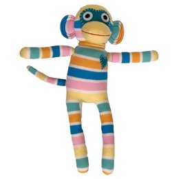 Peluche calzino scimmia midi righe bianco/pastello