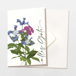 Vouwkaart 'all the best' met paarse bloemen, inclusief envelop