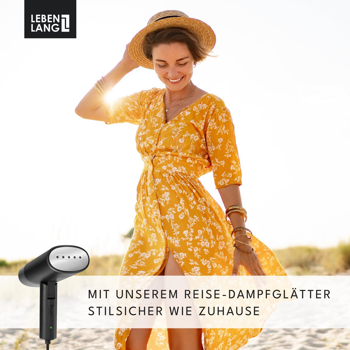 LEBENLANG Steamer Dampfglätter Reise - Kompakt Faltbar & Inkl. Reise Set I Steam Iron Dampfbürste Dampfbügeleisen für Dampfglätten Bügeln im Urlaub I Hand Reisesteamer mini handheld Travel Steamers
