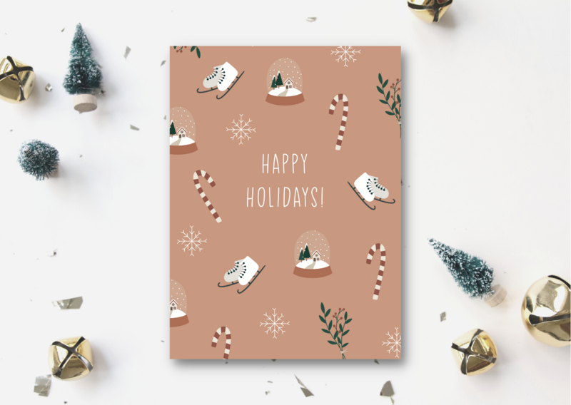 Kerstkaarten set van 5 - Happy Holidays