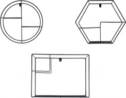 Metal geometric wall decoration from Naturn Living | wall racks set of 3 pieces | Industrial wall rack metal | Children's room | Industrial wall rack | Wall cupboard | Wall decoration | Wall rack metal black | Matt black