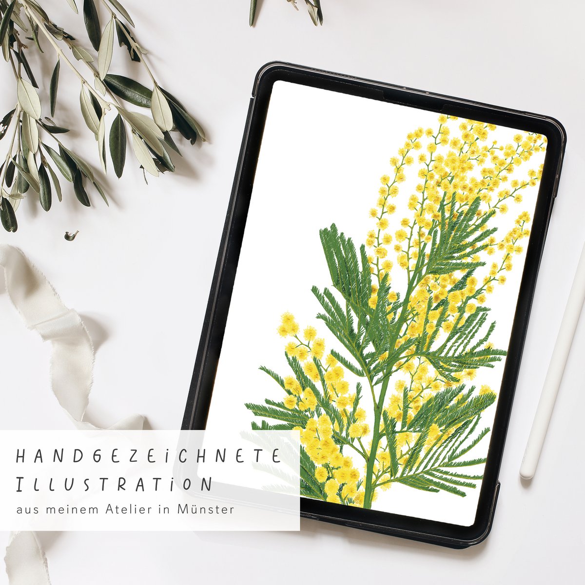 Wandkalender 2026 mit handgezeichneten Blumen, FSC
