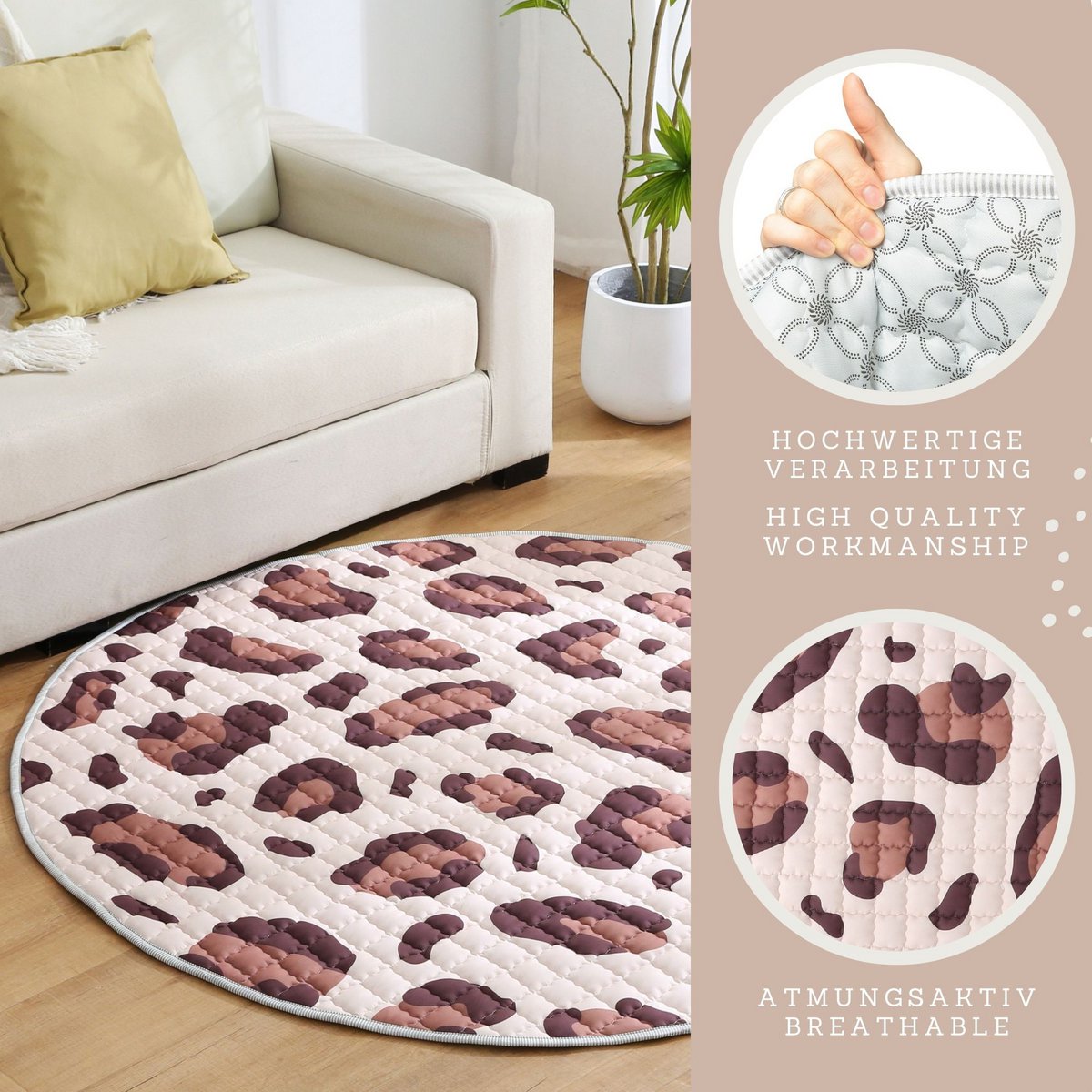 Alfombra de juego acolchada mate Hakuna - Gato salvaje, natural (1,5 m)