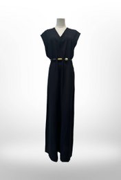 Lang Jumpsuit-kjole med perlebælte - VISCOSE - 8800