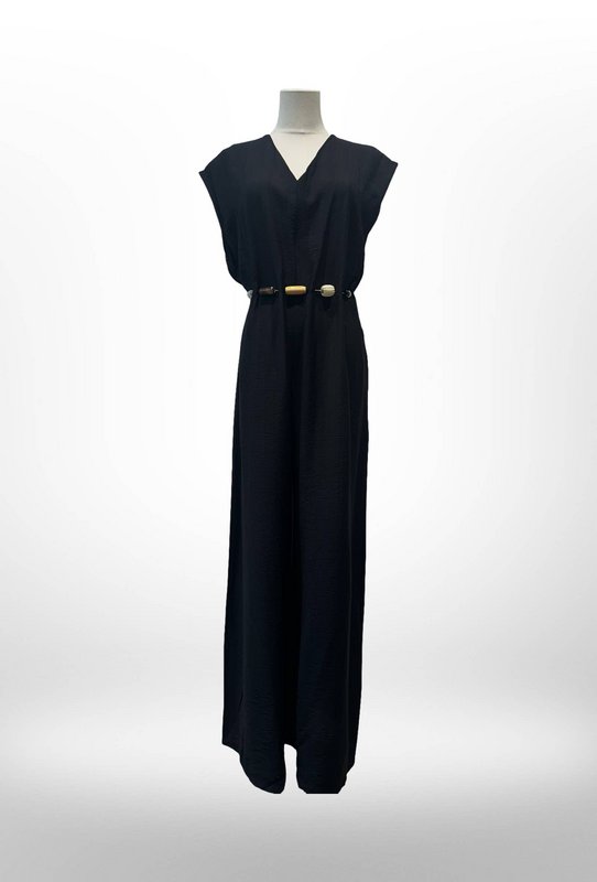 Lang Jumpsuit-kjole med perlebælte - VISCOSE - 8800