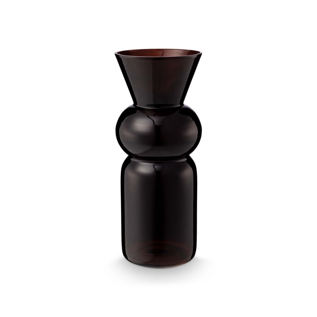 Vase Cilinder Glass Brown 13x32cm