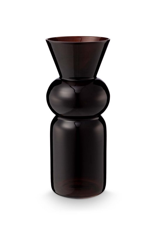 Vase Cilinder Glass Brown 13x32cm