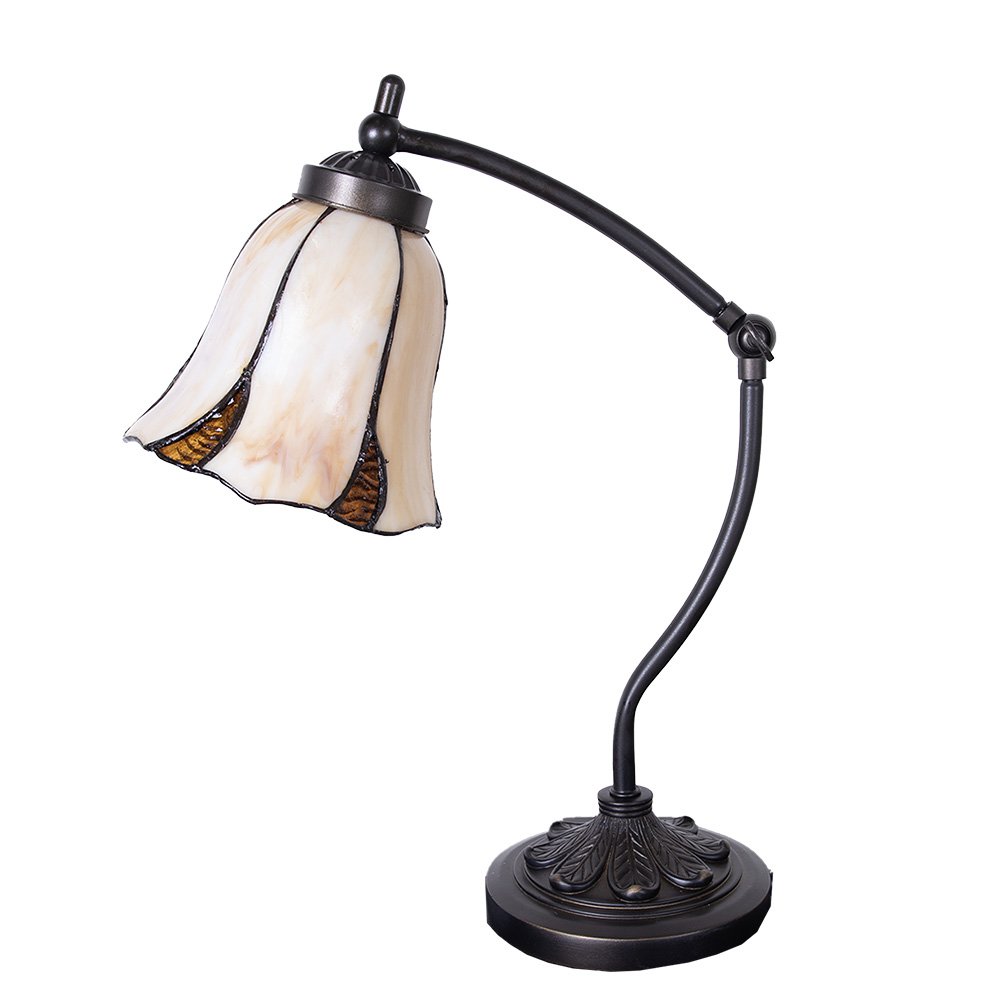 Tiffany table lamp Ø 15x46 cm beige brown glass tiffany desk lamp