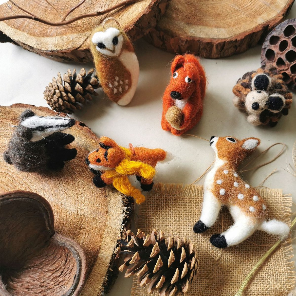 Handmade Felt Brown Hedgehog Hanging Biodegradable Decoration