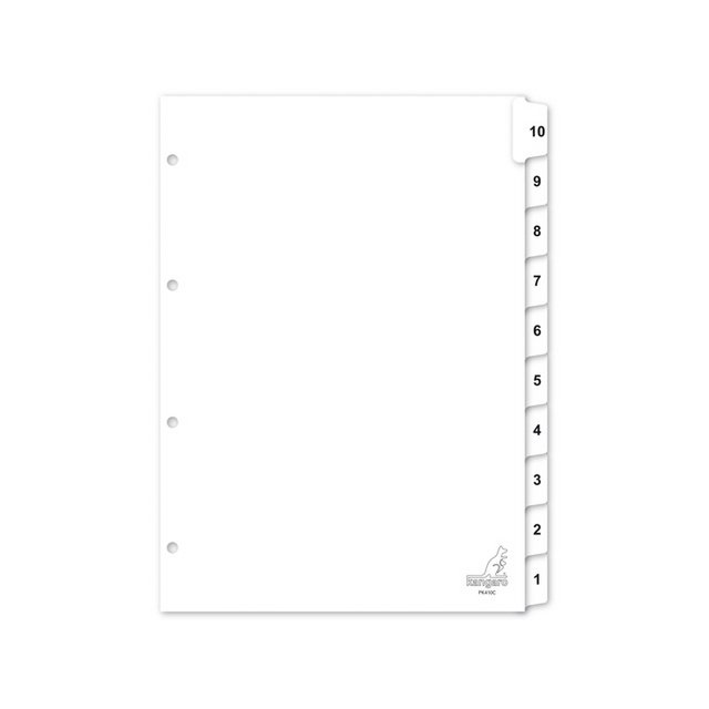 Onglet Kangaro A4 chiffres carton 180grs 4r. 10 pièces blanc