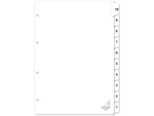 Tab Kangaro A4 numbers cardboard 180grs 4r. 10pcs white