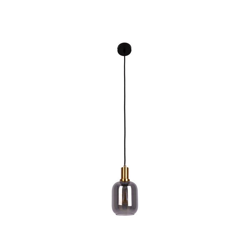 1-pendant lampa „fumo”, lampa wisiorka wykonana z metalu i szkła w kolorze czarnym, z gniazdem E14, do jadalni, salonu, korytarza lub biura, lampa wisząca 150 x 20 cm