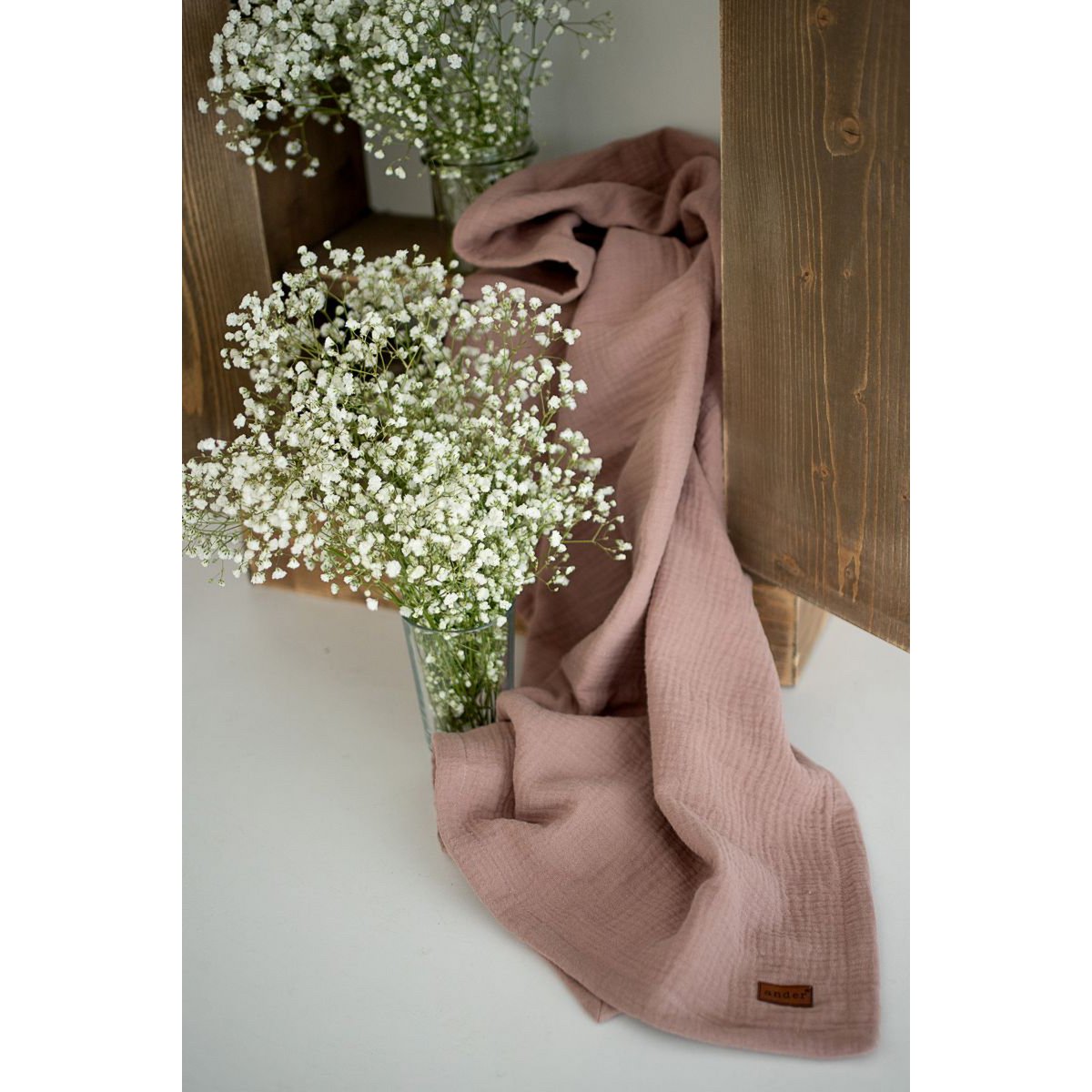 Funda de muselina doble LUICA - 100% algodón - rosa sucio