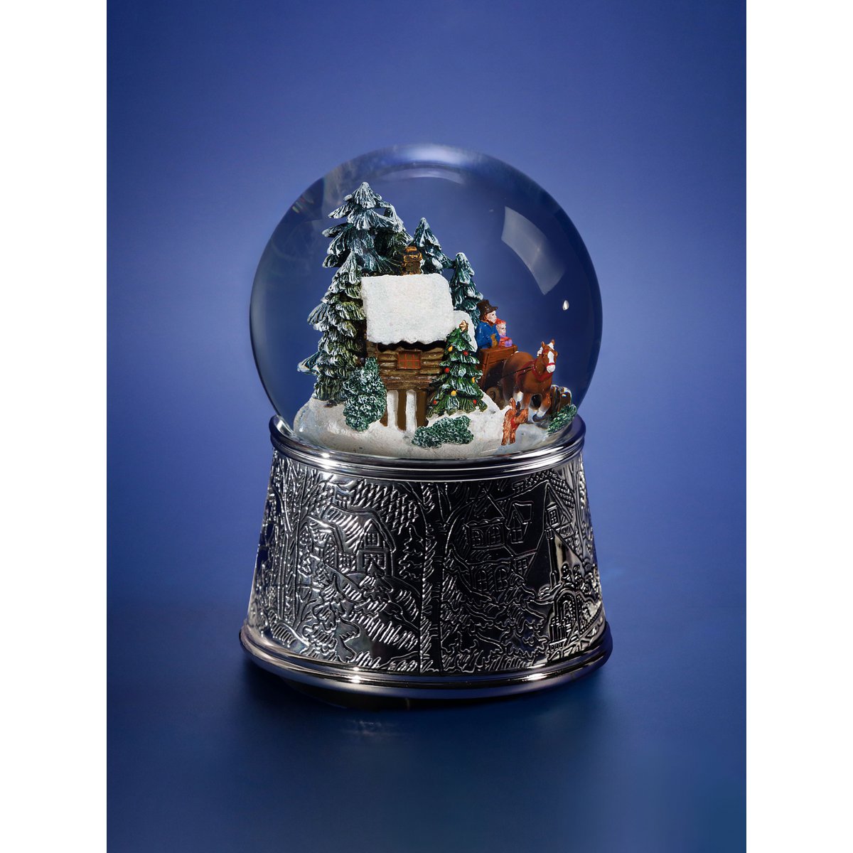 Kerstmuzikale sneeuwbol "Christmas Snowstorm", achtergrondverlichting, automatische elektrische sneeuwstorm, glas