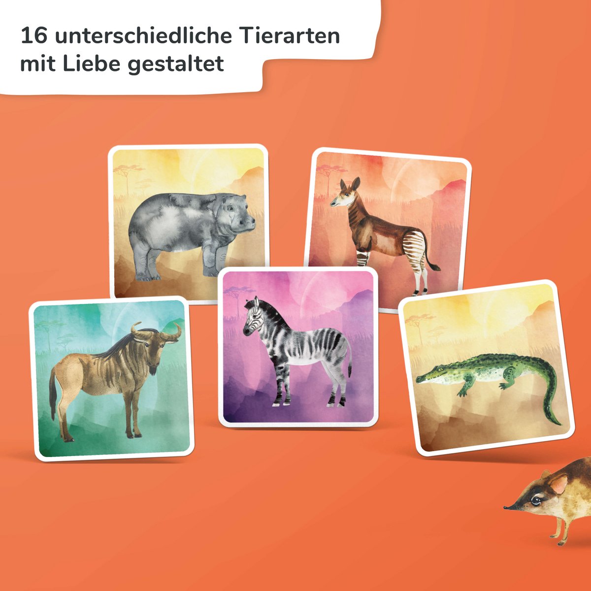 "SAFARI" - Extra groot geheugenspel - Duits en Frans - Animals of Africa - Zeer hoge kwaliteit
