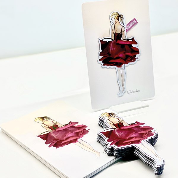 Tarjeta plegable Rose Ballet con imán