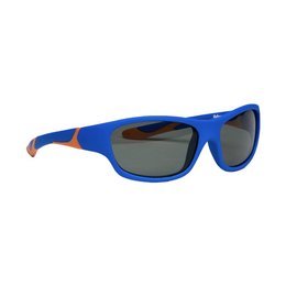 Blue and orange children's sunglasses with a sporty, wraparound style. Suitable for ages 3-7 years.