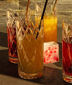 Crystal long drink, cocktail or cold drinks glasses set - six pieces