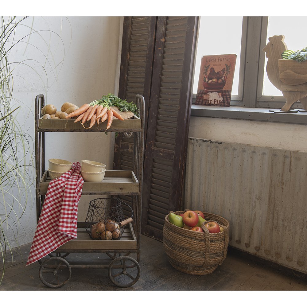 Keukentrolley Bruin, Hout en IJzer 51x26x94 cm