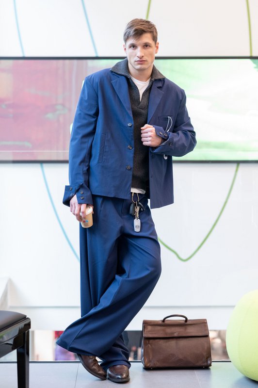Unstructured wool blazer in blue Made in Italy