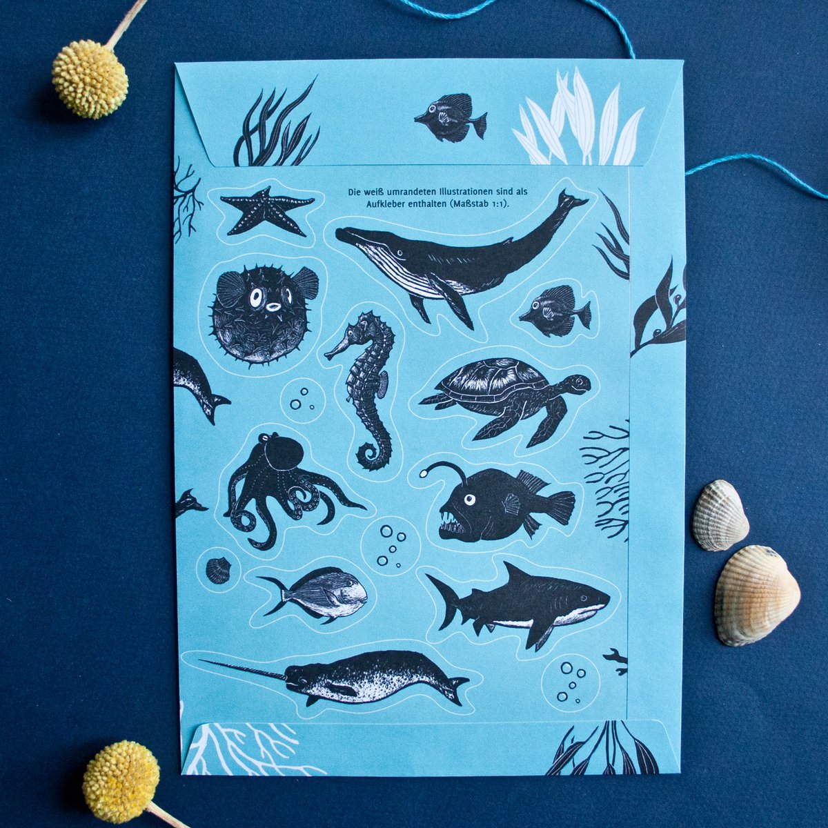 Sticker sheet underwater animals A5