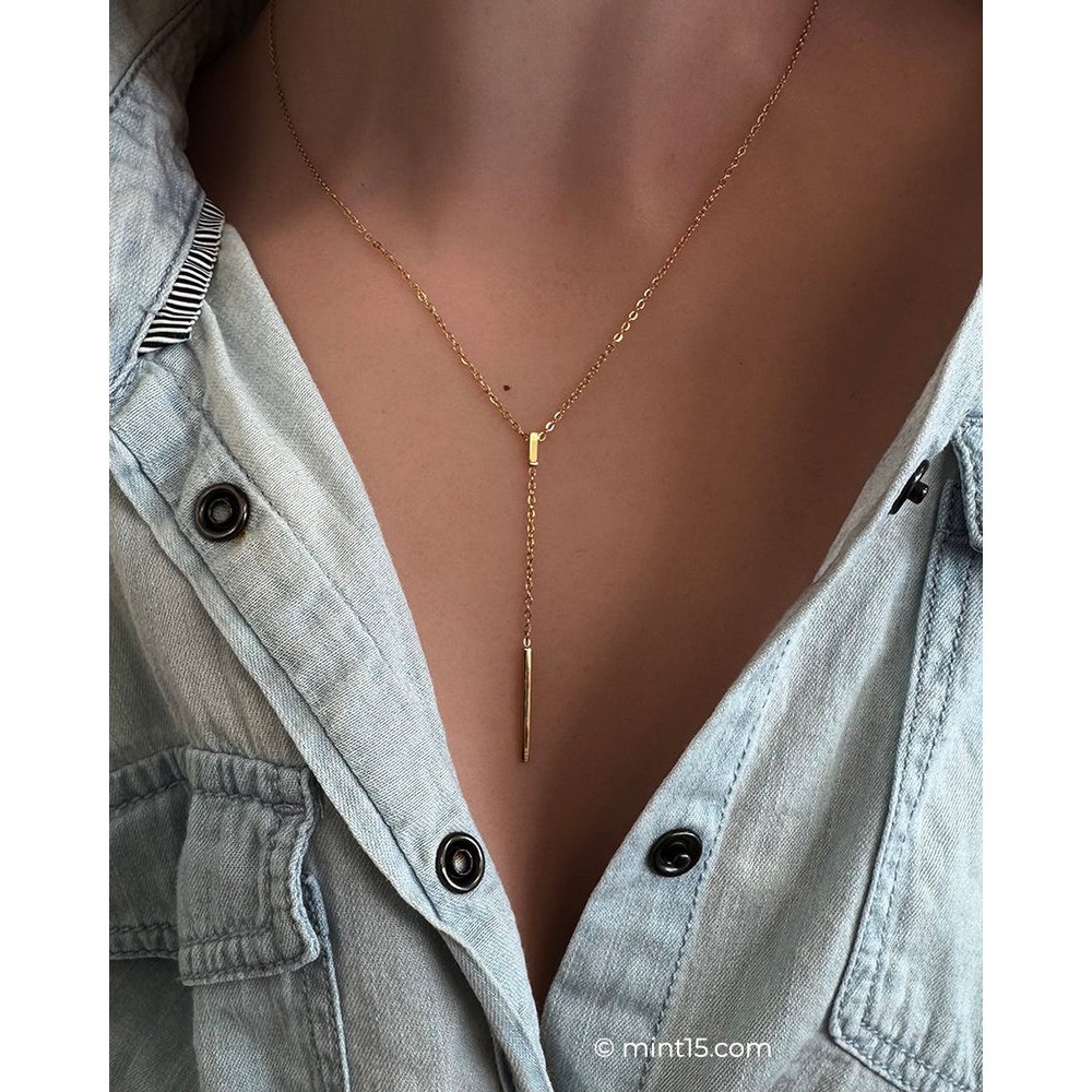 Lille Bar Y -Necklace - Rose Gold
