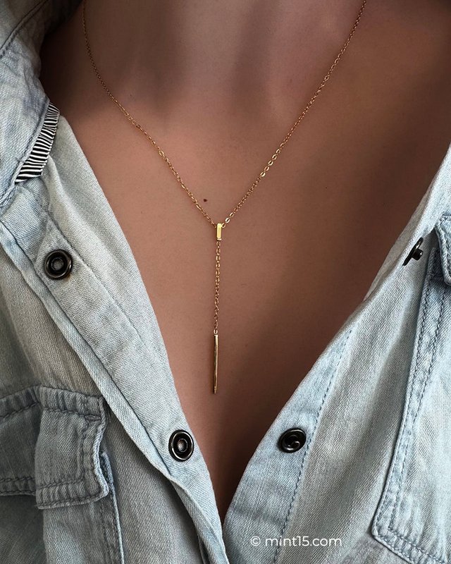 Lille Bar Y -Necklace - Rose Gold