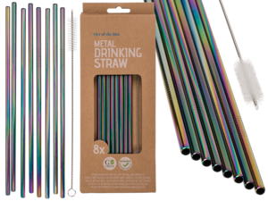 Metal drinking straw with cleaning brush,
