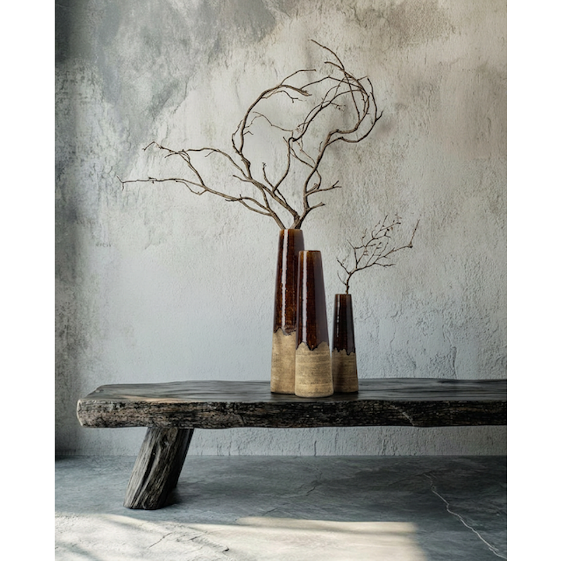 Die Amber Cone Vase – Betonbraun – S