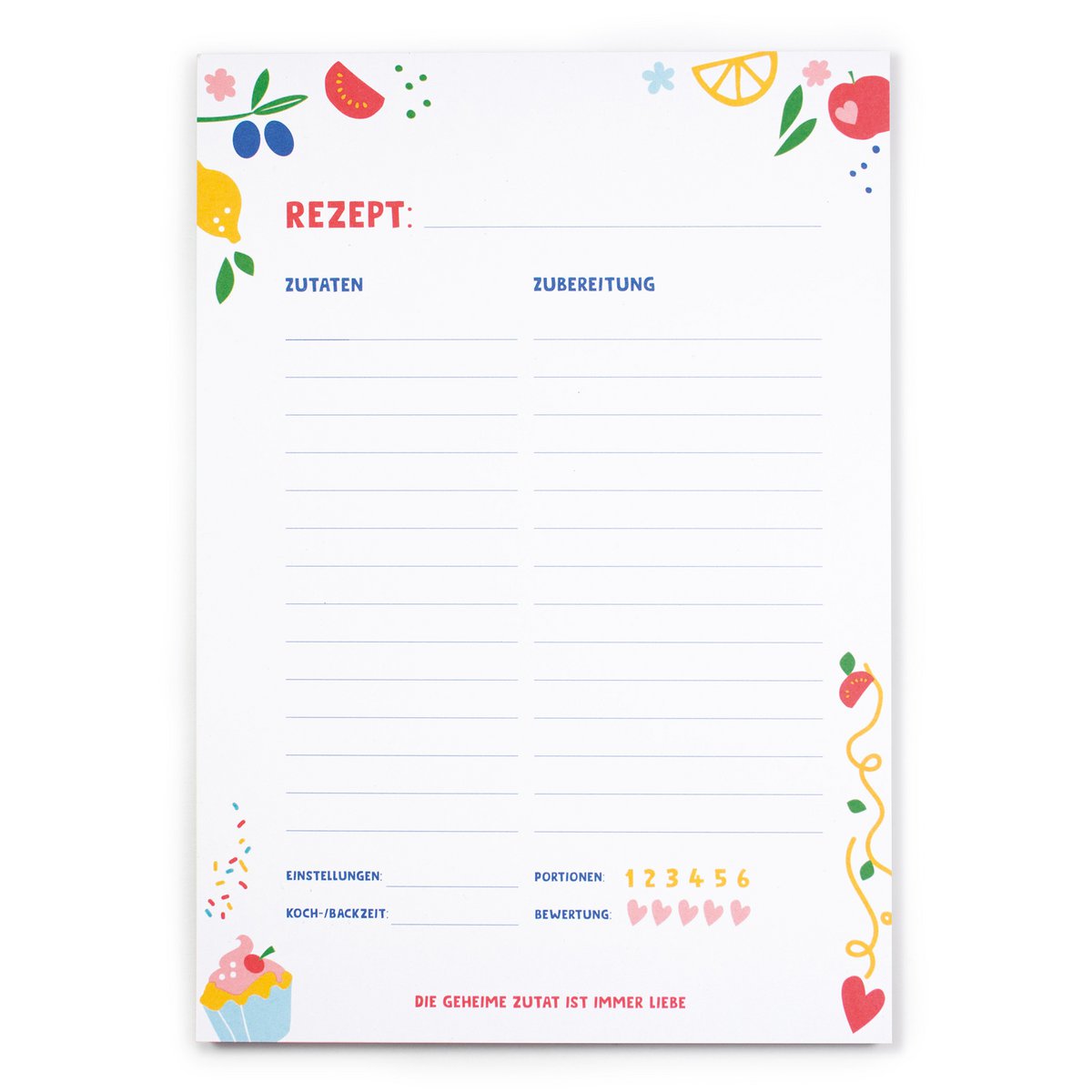 Block - recipes - "The secret ingredient is always love" from recycled paper