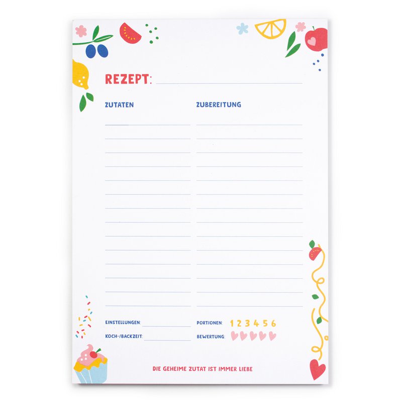 Block - recipes - "The secret ingredient is always love" from recycled paper