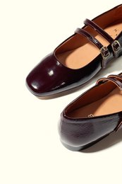 CANDY DARK CHERRY – Mary-Jane-Ballerinas mit Doppelriemen
