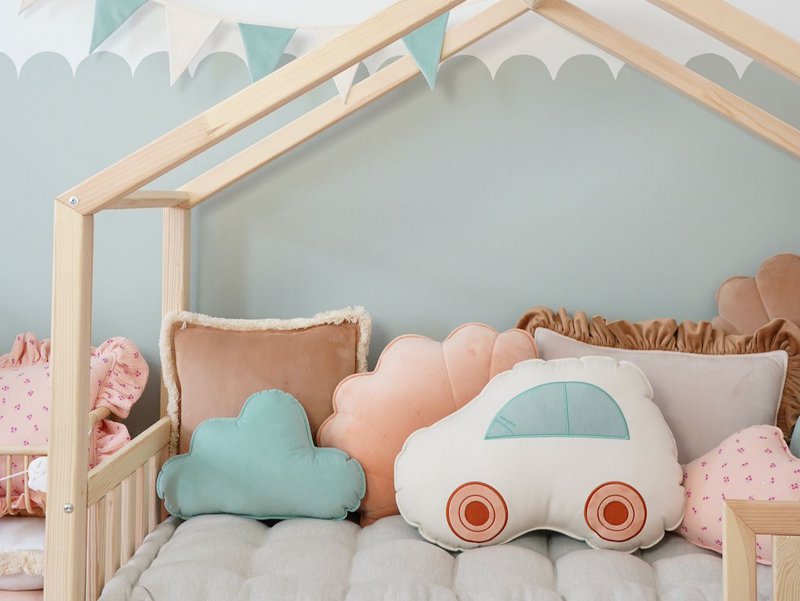 Oreiller Nuage en Velours pour chambre de bébé "Menthe"