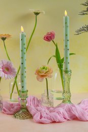 Led Candle Pilar Hearts Green - Juego de 2